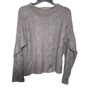 Margaret O'Leary Mohair Wool Blend Gray Open‎ Knit Pullover Sweater Cozy